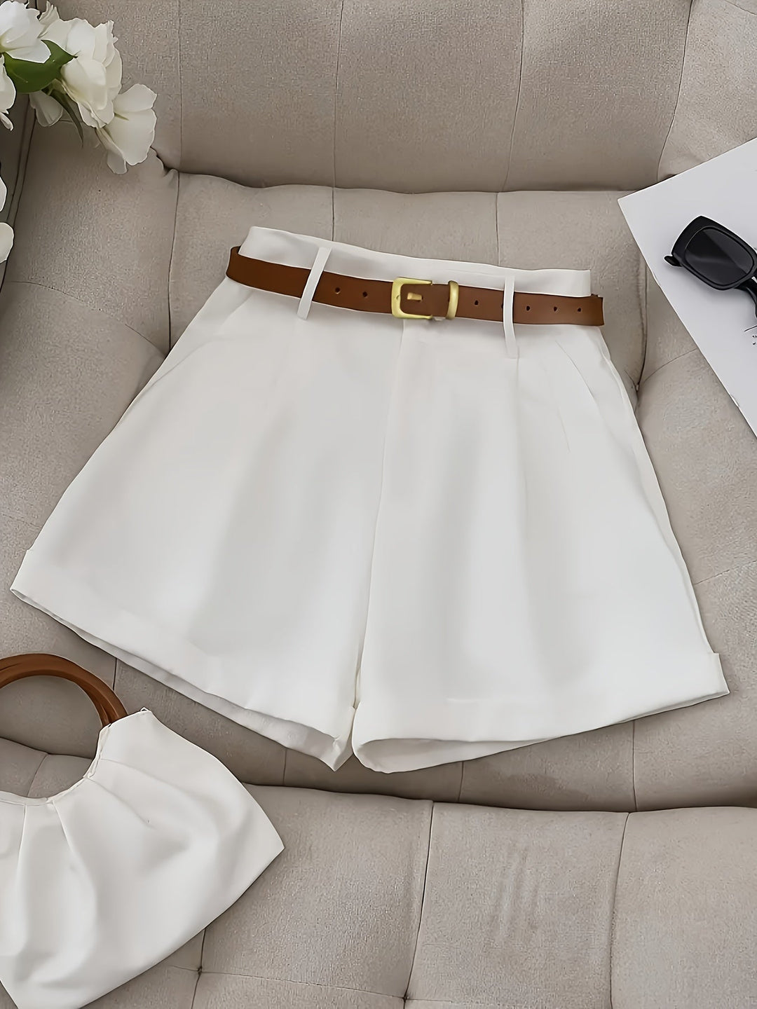Blythe | Op maat gemaakte Hoge Taille Shorts met Riem