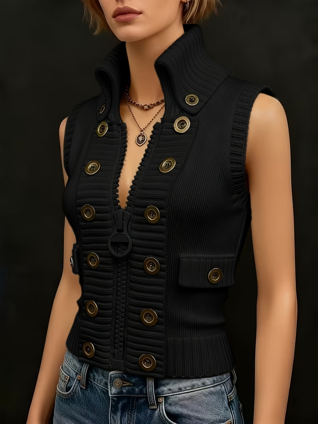 Tessa | Hoge-Kraag Zip Vest