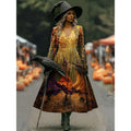 Maren | Halloween Heks Print A-Lijn Maxi Jurk