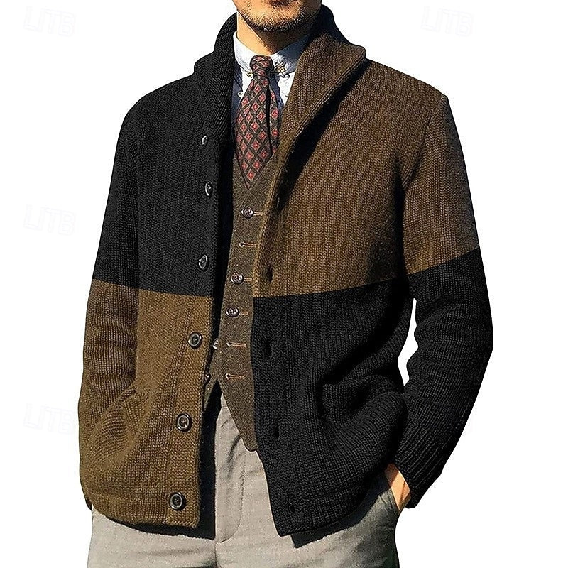 Frederick | Kleurblok Sjaalkraag Cardigan