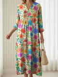 Chelsea | Klassieke V-Hals Multicolor Comfort Jurk