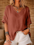 Rosanna | Ontspannen Blouse met Knopenmouwen