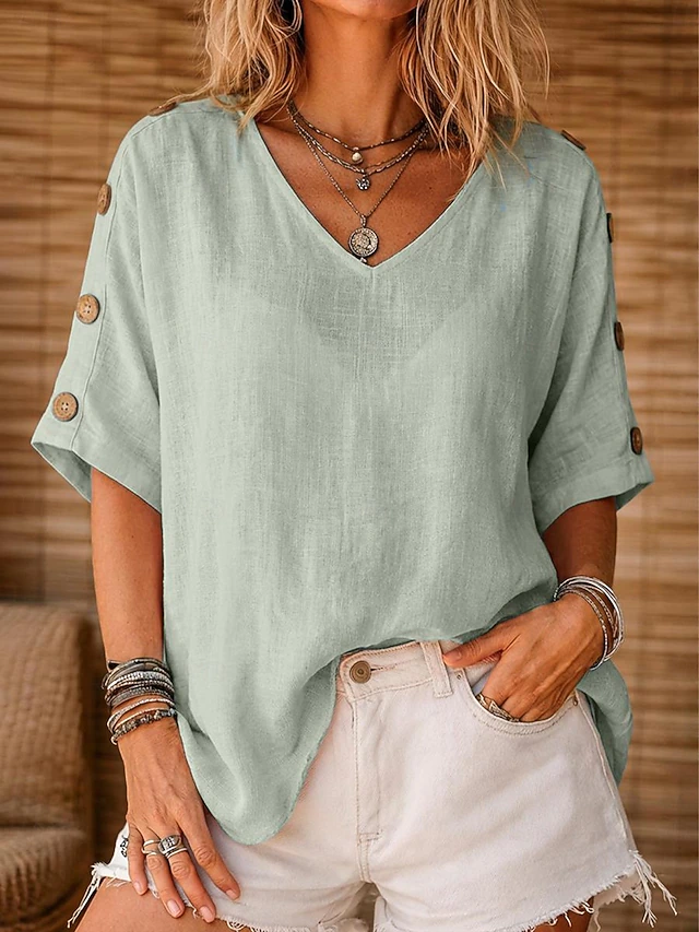 Rosanna | Ontspannen Blouse met Knopenmouwen