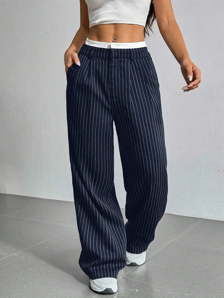 Grace | Casual Gestreepte Wijde Broek
