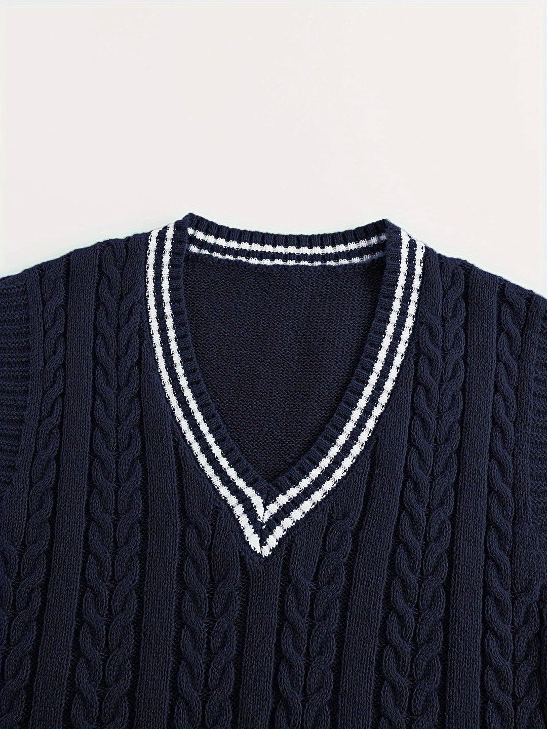 Gideon | Kabelgebreide V-Hals Sweater Vest