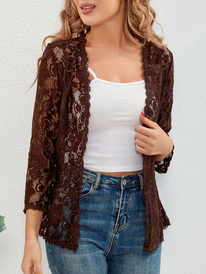 Cassandra | Bloemrijke Opengewerkte Cardigan
