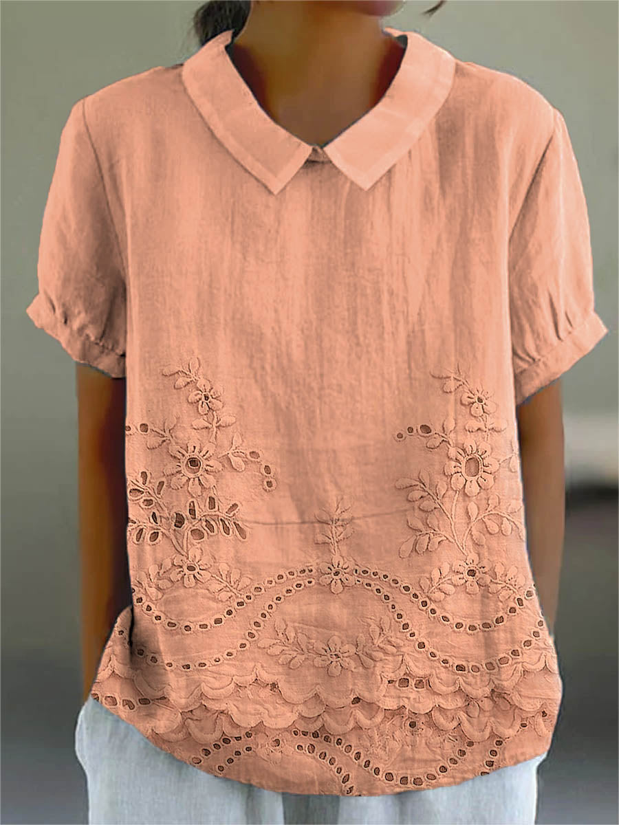 Holly | Elegante Bloem Borduursel Shirt