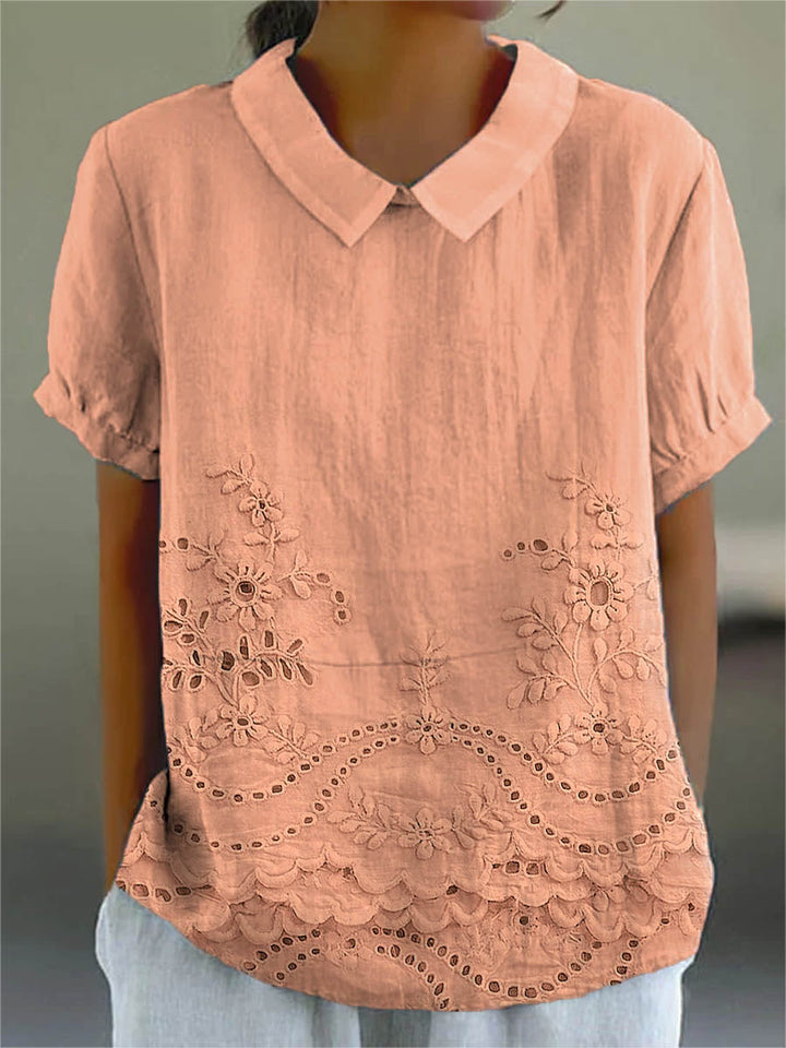 Holly | Elegante Bloem Borduursel Shirt