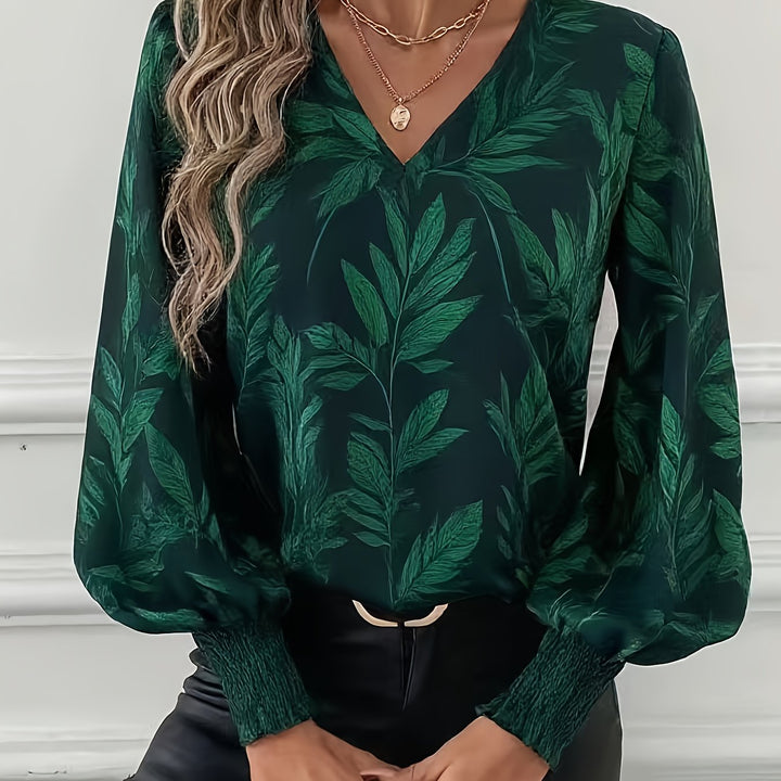 Elena | Botanische V-Hals Blouse