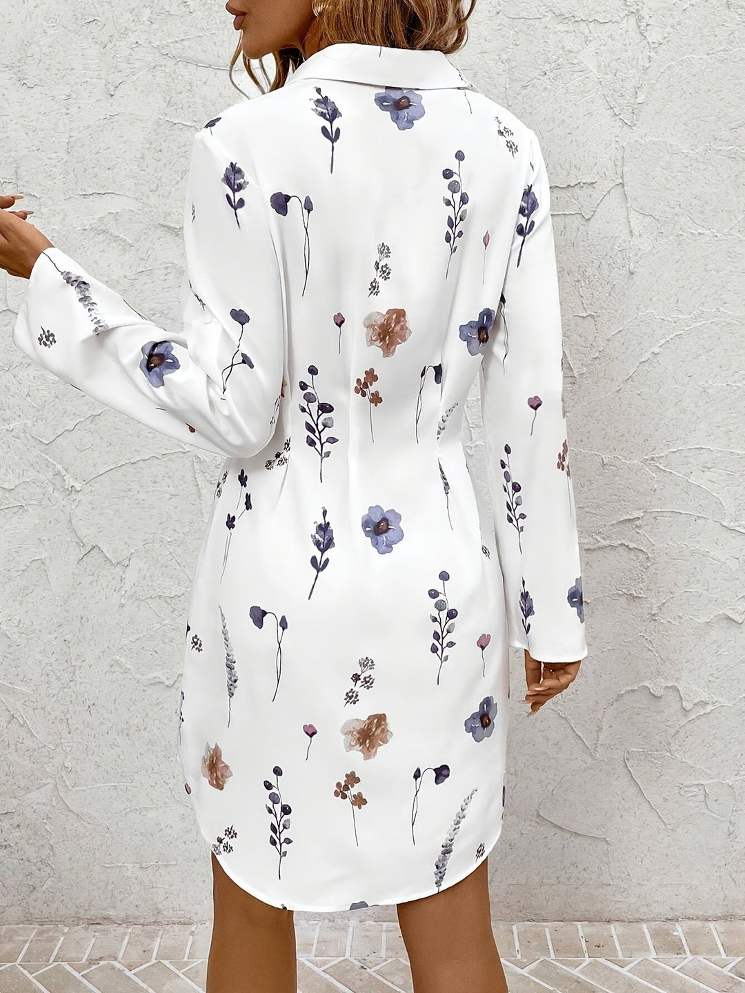 Josie | Bloemen Knop-Front Shirt Jurk