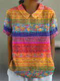 Megan | Elegante Multicolor Bloemen Gestreepte Shirt