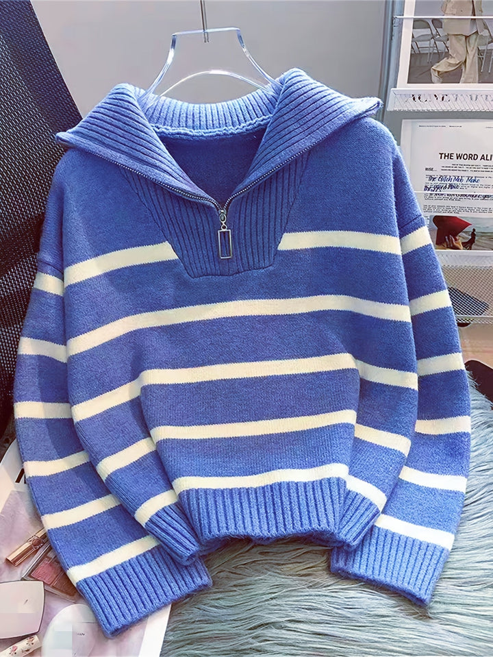 Sabina | Gestreepte Quarter-Zip Trui
