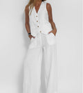 Lauren | Mouwloze V-Hals Vest & Brede Pantalon Set