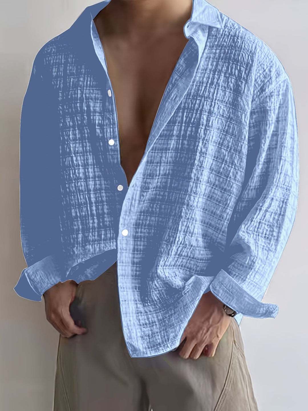 Rafael | Ontspannen Textured Lange Mouwen Shirt