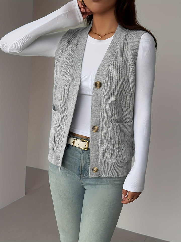 Miriam | Geknoopte V-Hals Gebreide Vest