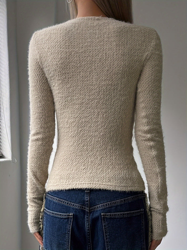 Noreen | Zachte Pluche Lange Mouwen Top