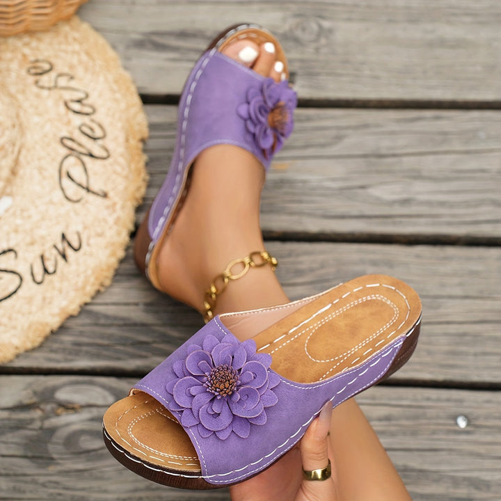 Melanie | Bloemige Comfort Wedge Sandalen