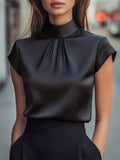 Lena | Plissé Mock-Neck Blouse