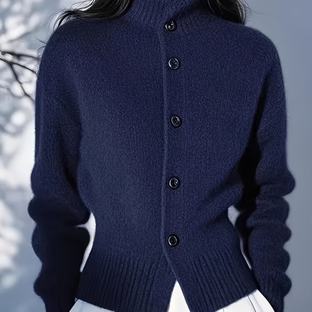 Margot | Hoge Hals Knopen Cardigan