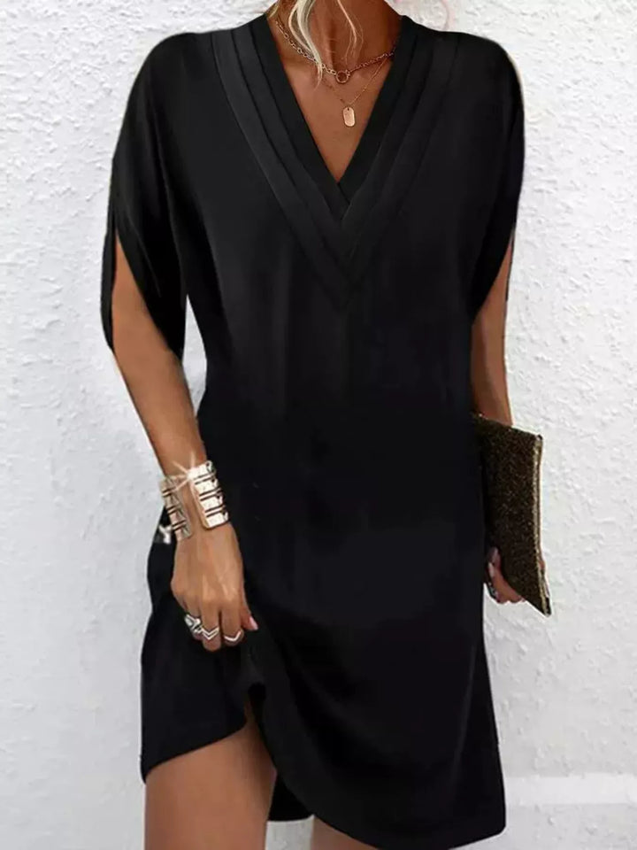 Emery | V-Hals Slit Mouw Mini Jurk