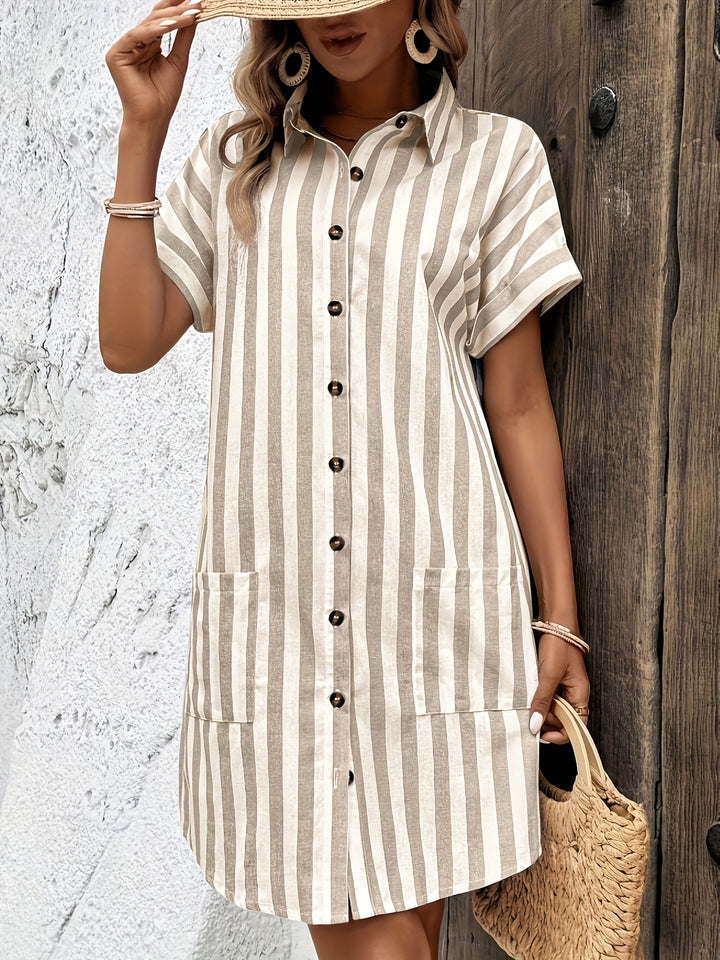Marion | Gestreepte Shirtjurk met Ceintuur