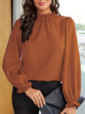 Tamsin | Rimpelige Hoge Hals Puff Mouw Blouse