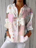 Cheryl | Stijlvolle Patchwork Knop Blouse