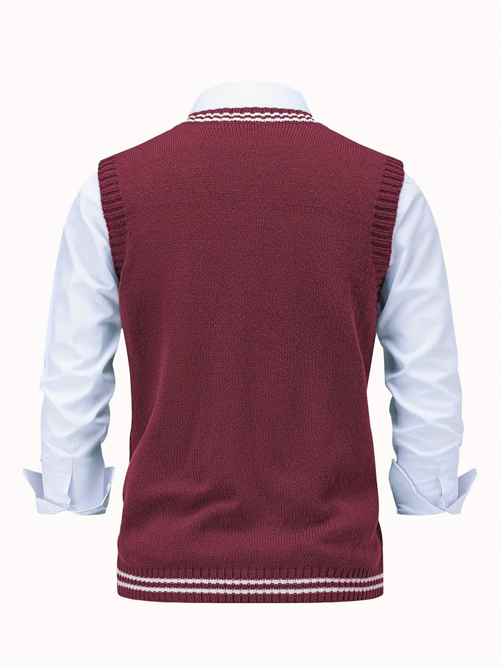 Gideon | Kabelgebreide V-Hals Sweater Vest