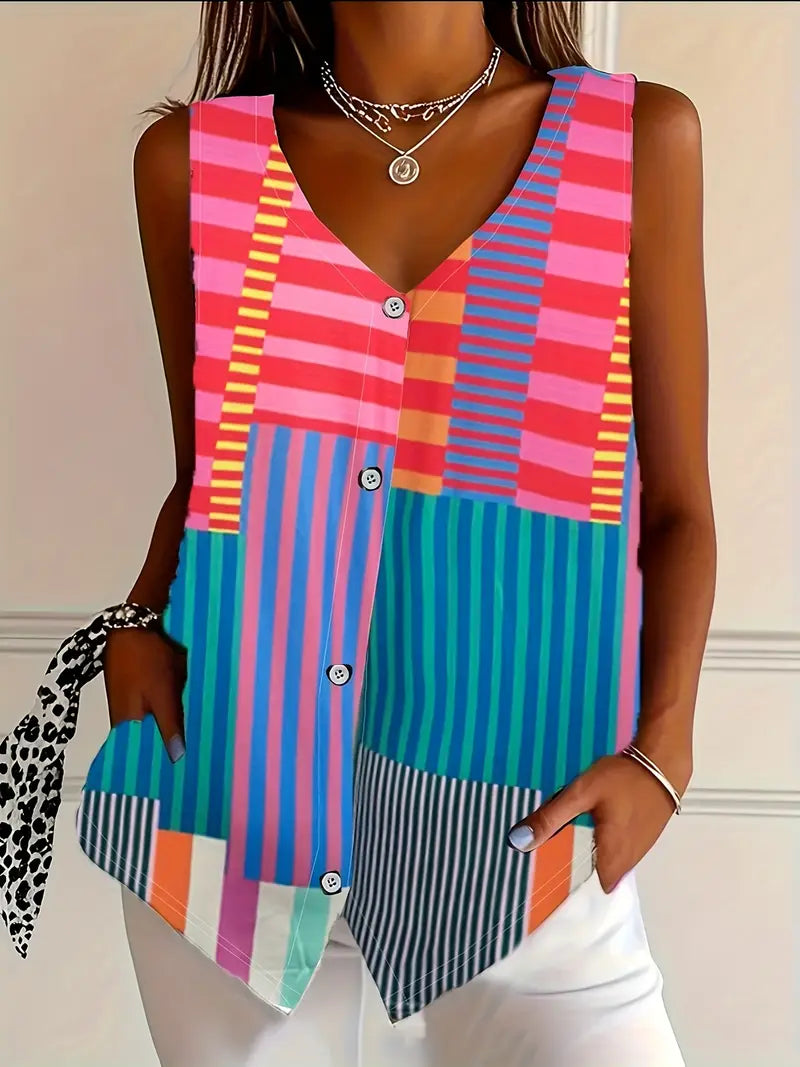 Brenda | Mouwloze Blouse met Knopen