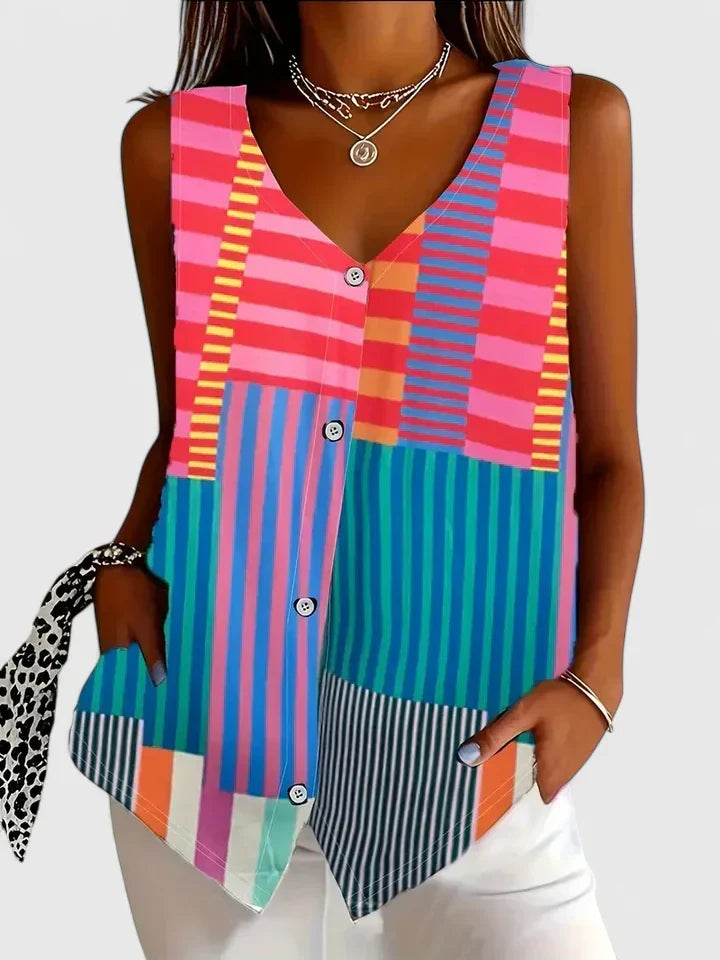 Brenda | Mouwloze Blouse met Knopen