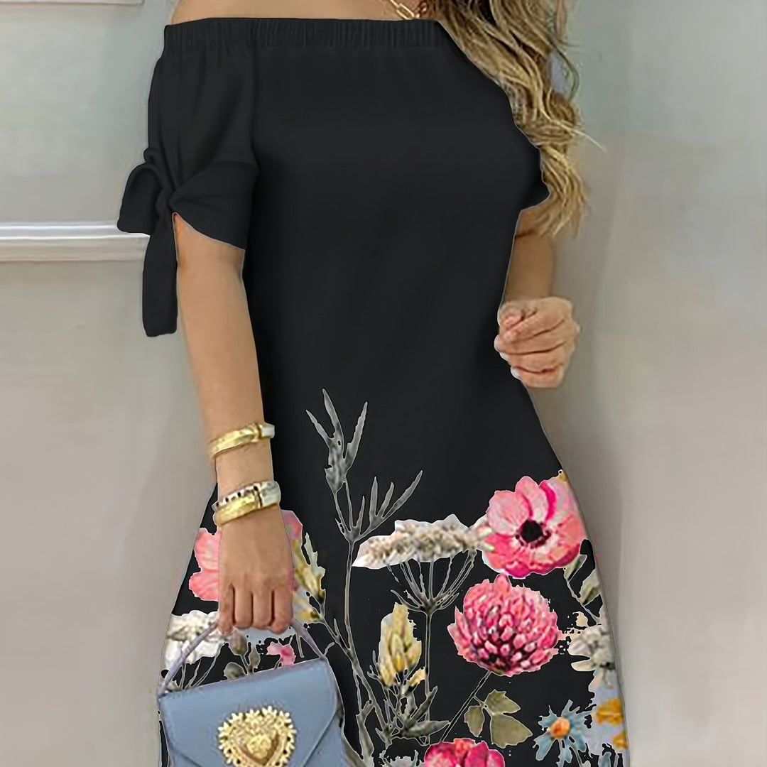 Gemma | Off-Shoulder Bloemenstrik Jurk