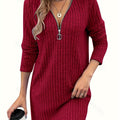 Bernice | Rits-Neck Geribbelde Jurk