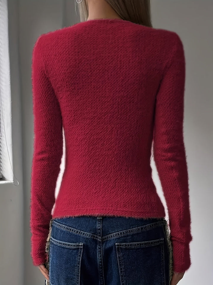 Noreen | Zachte Pluche Lange Mouwen Top
