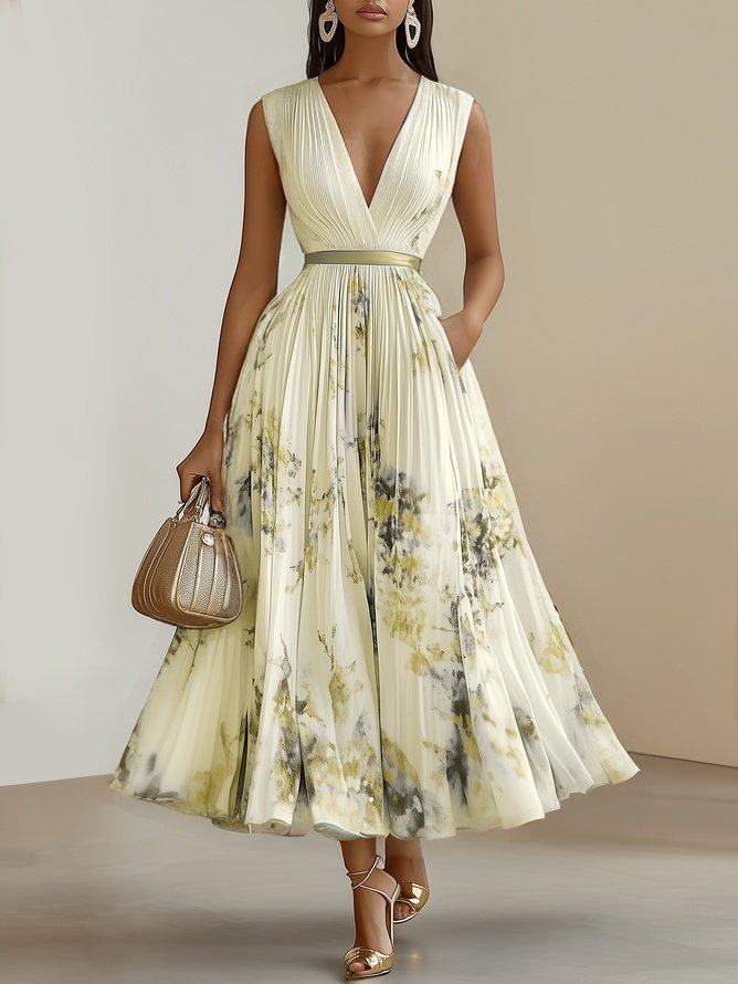 Betty | Elegante Mouwloze Lange V-Hals Jurk