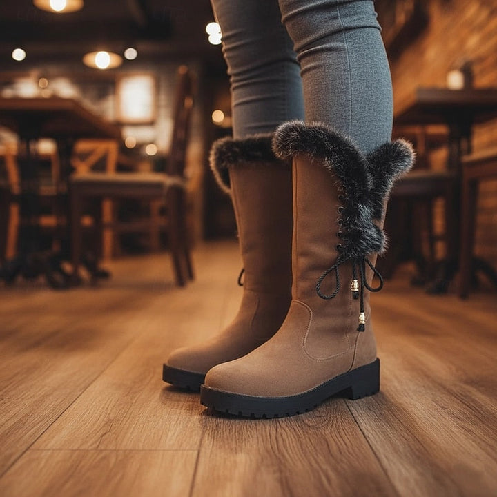 Adriana | Winterlaarzen tot de knie met bontafwerking