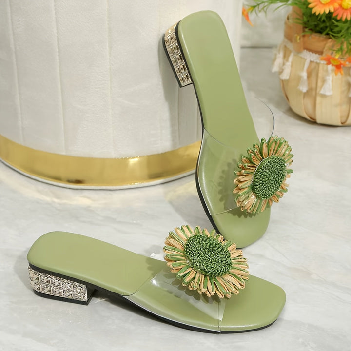 Elise | Bloemrijke Vierkante Sandalen