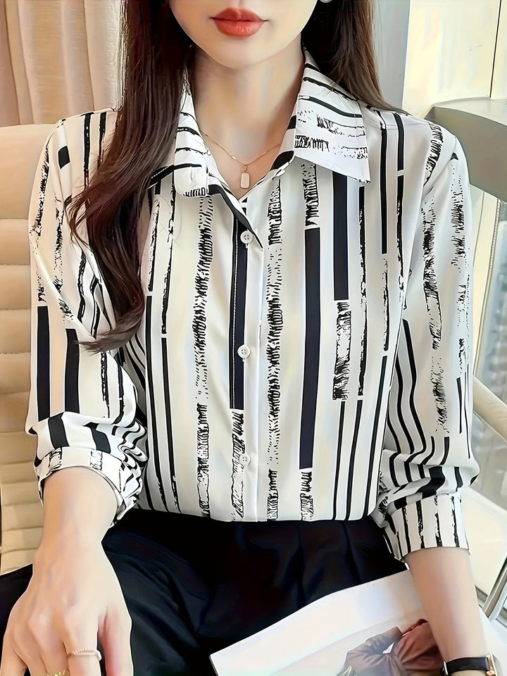 Marcella | Verfijnde Gestreepte Overhemd met Knopen