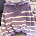 Sabina | Gestreepte Quarter-Zip Trui