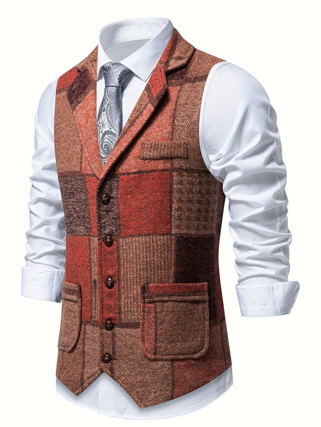 Trevor | Patchwork Vest met Visgraatpatroon