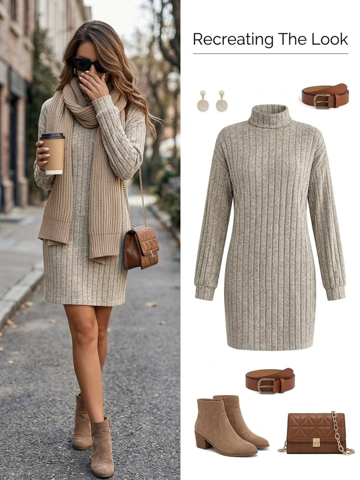 Florence | Geribbelde Coltrui Jurk