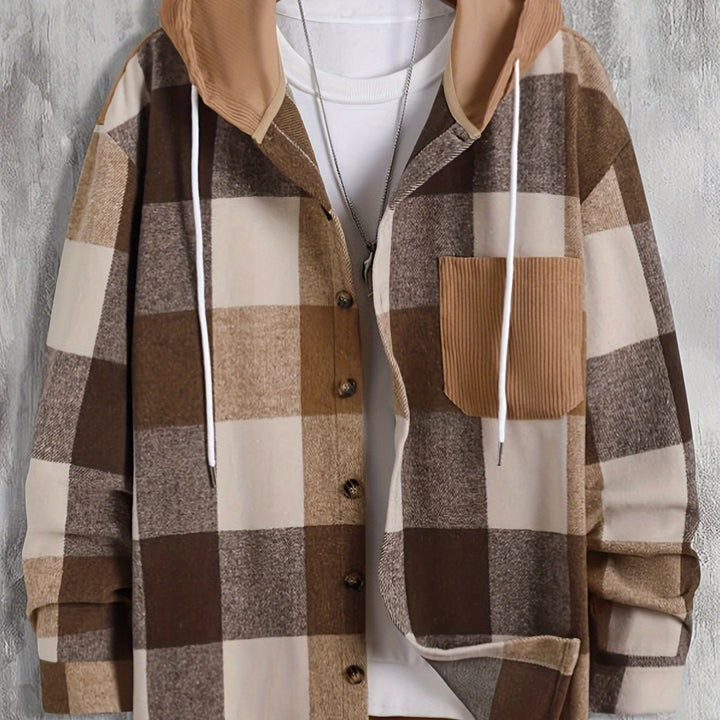 Barnaby | Geruite Hooded Overshirt Jas