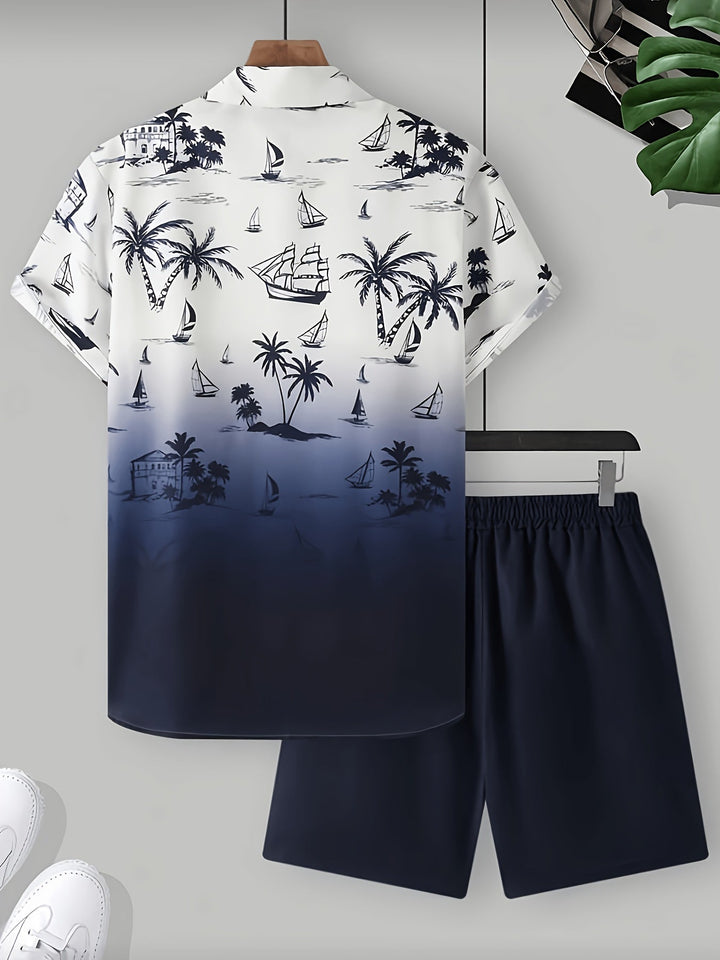 Garrett | Kustprint Shirt en Shorts Set