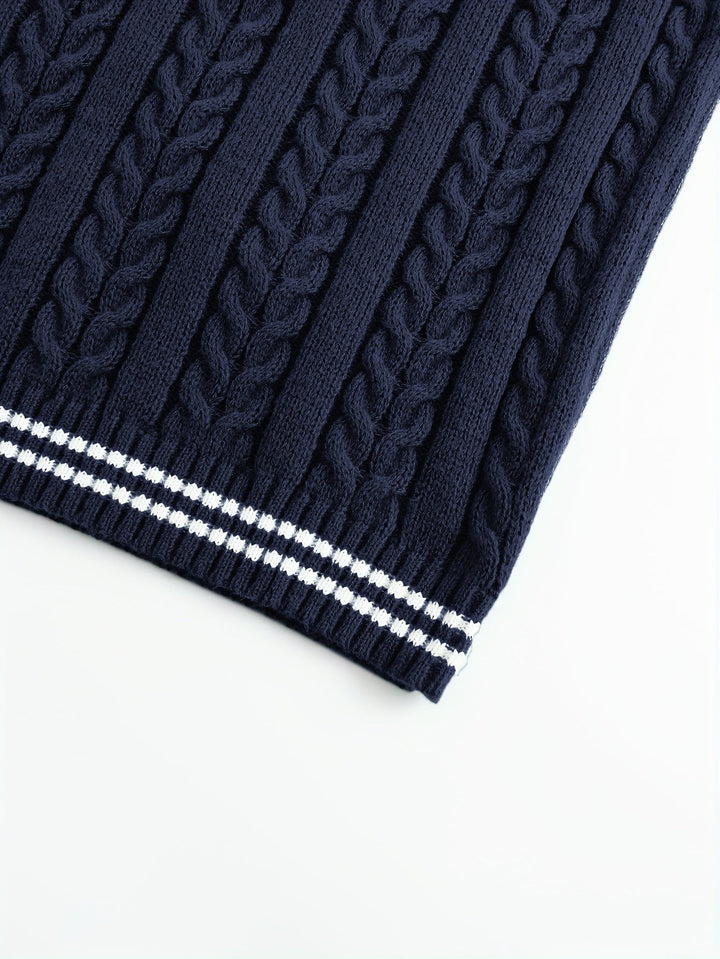 Gideon | Kabelgebreide V-Hals Sweater Vest