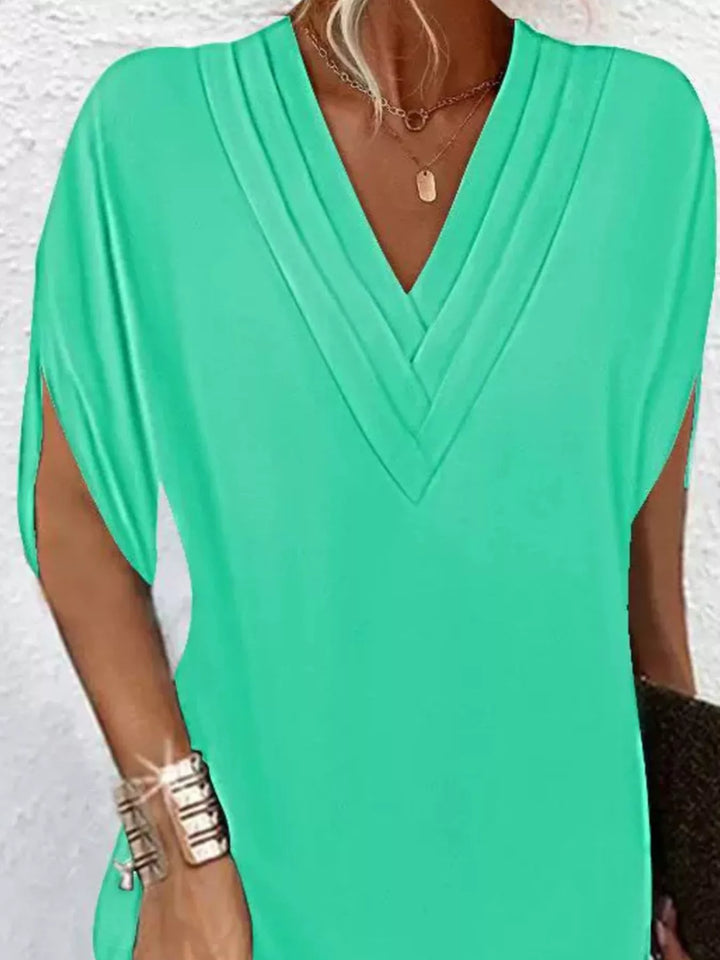 Emery | V-Hals Slit Mouw Mini Jurk