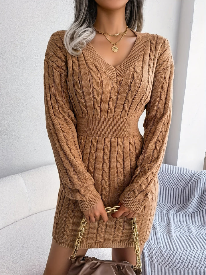 Felicity | Kabelgebreide Peplum Sweater Jurk