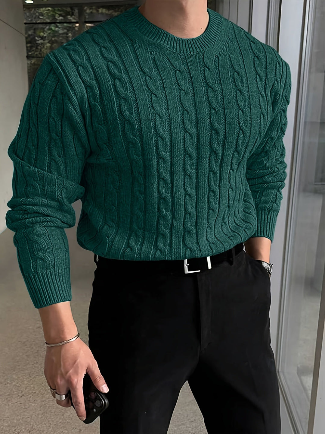 Jonas | Kabelgebreide Crew Neck Trui