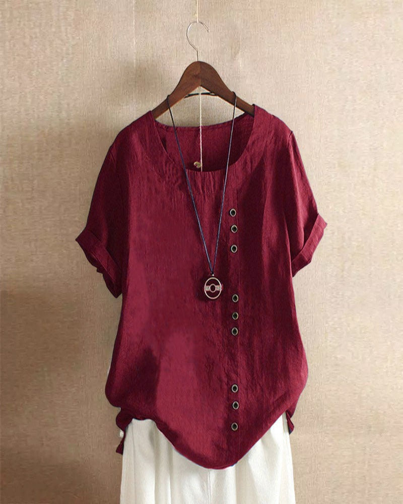 Olivia | Moeiteloze Knopdetail Zomerblouse