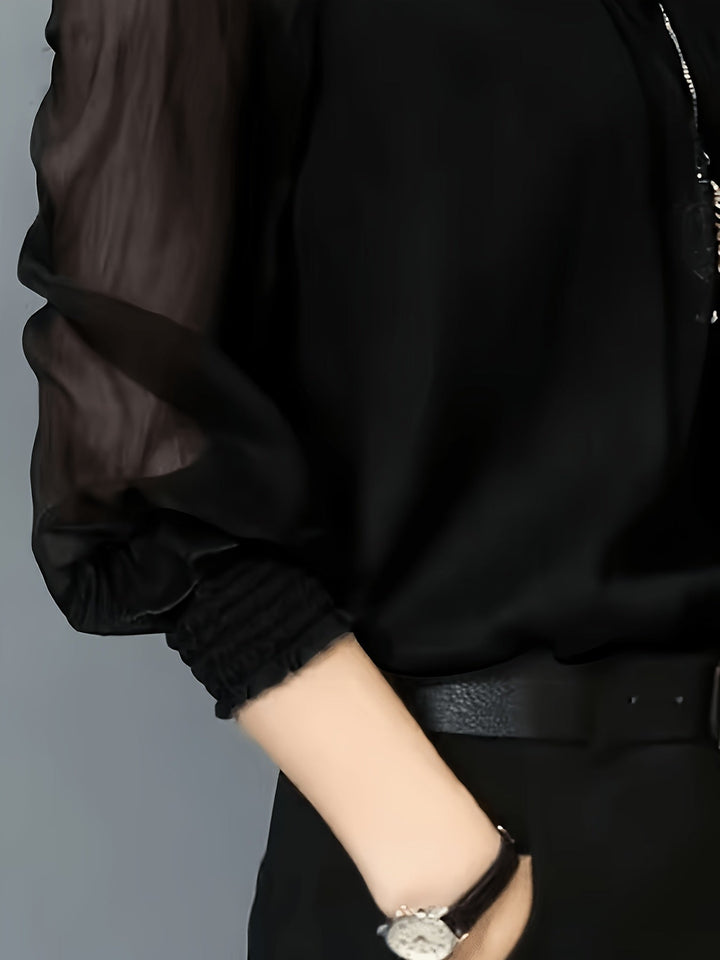 Ophelia | Blouse met Staande Kraag en Lange Mouwen