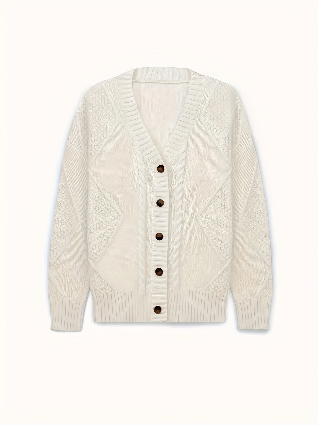 Lucinda | Gezellige Kabelgebreide Knopen Cardigan