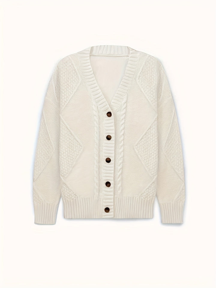 Lucinda | Gezellige Kabelgebreide Knopen Cardigan